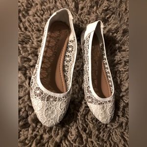 All white lace Flats